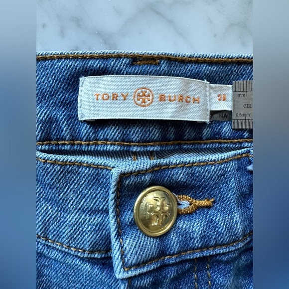 Tory Burch Cropped Boot-Cut Marble Jeans Size 28 - Picture 7 of 12